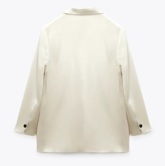 ZARA Oversized Satin Effect Blazer  Cream Size XS S M - Picture 6 of 9